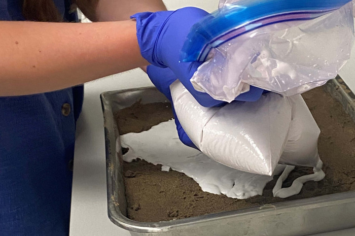 Spend a Day with an RCMP Recruiter: The Forensic Identification Section showed the participants how to create a cast of a footprint impression.