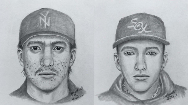 Composite sketch of two suspects - see full description in release