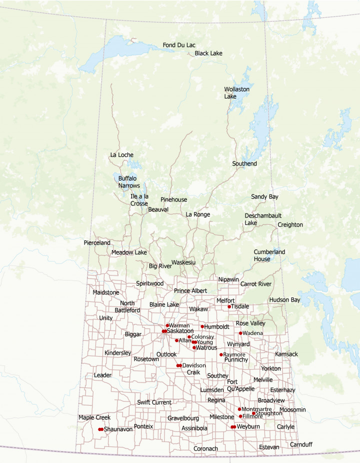 Carte de la Saskatchewan