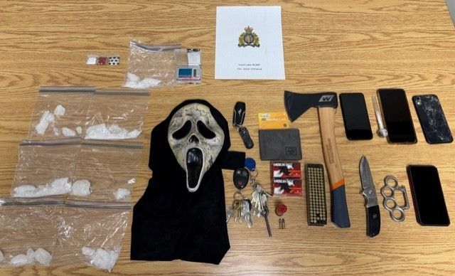 During subsequent investigation, officers located and seized approximately 195 grams of crystal methamphetamine, ammunition, brass knuckles, a hatchet, and drug trafficking paraphernalia in the car and on the arrested individuals